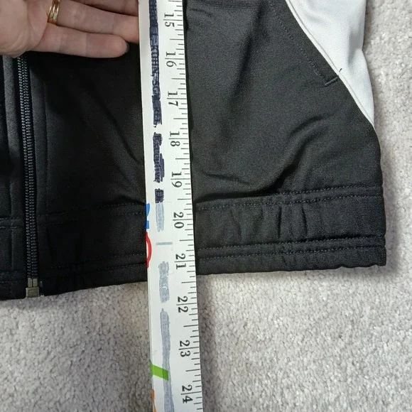 Womens Puma Long Sleeve Athletic Coat Small Black & White Old School Full Zip - Picture 6 of 13